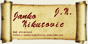 Janko Nikutović vizit kartica